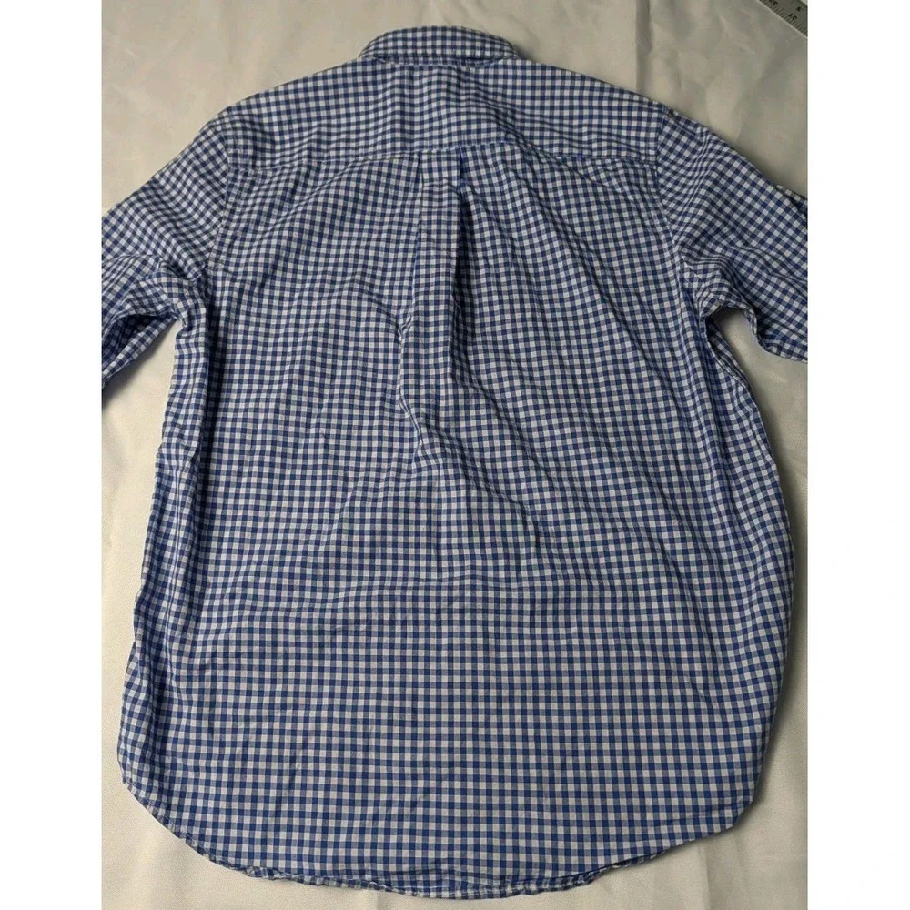 Polo Ralph Lauren Boys 18-20 Blue & White Gingham Button Up Shirt Long Sleeve